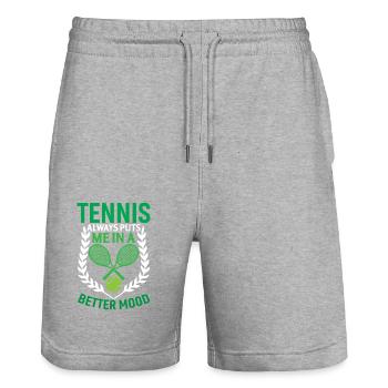 Tennis Always Puts Me In A Better Mood - Stanley/Stella Trainer Unisex Organic Jogging Shorts - heather grey - Front - Nik (191cm) & Marisol (170cm)