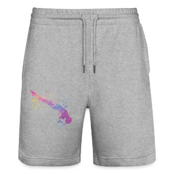 Synchronized Water Diver High Diver - Stanley/Stella Trainer Unisex Organic Jogging Shorts - heather grey - Front - Nik (191cm) & Marisol (170cm)