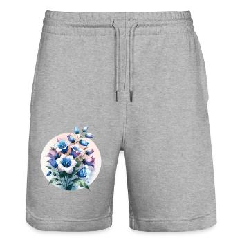 Glockenblume gezeichnet - Stanley/Stella Unisex Bio Joggingshorts Trainer  - Grau meliert - Vorne - Nik (191cm) & Marisol (170cm)