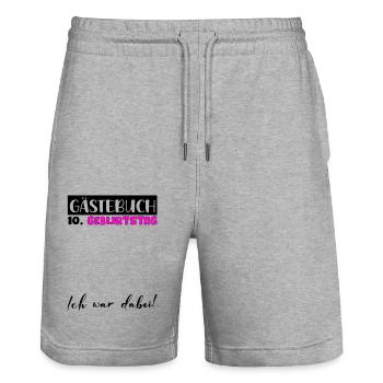 10e anniversaire cadeau filles livre d’or femmes - Short de jogging bio TRAINER Stanley/Stella unisexe - gris chiné - Devant - Nik (191cm) & Marisol (170cm)