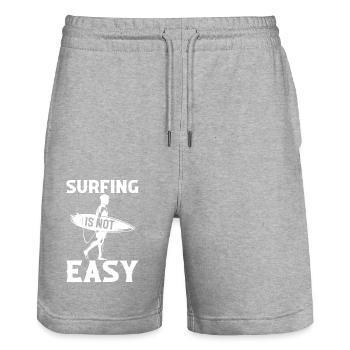 Surfen ist nicht einfach - Stanley/Stella Unisex Bio Joggingshorts Trainer  - Grau meliert - Vorne - Nik (191cm) & Marisol (170cm)