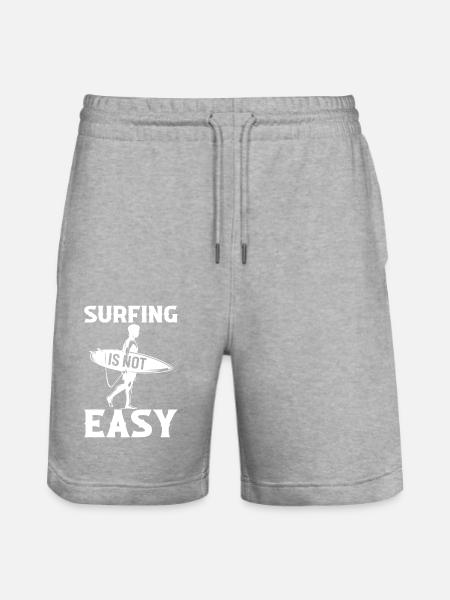 Surfing Is Not Easy - Stanley/Stella Trainer Unisex Organic Jogging Shorts - heather grey