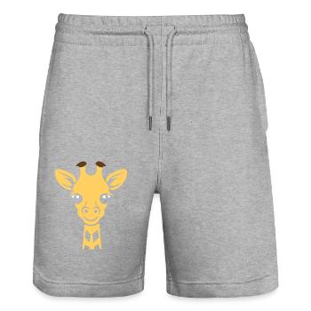 Giraffe's Head - Stanley/Stella Trainer Unisex Organic Jogging Shorts - heather grey - Front - Nik (191cm) & Marisol (170cm)