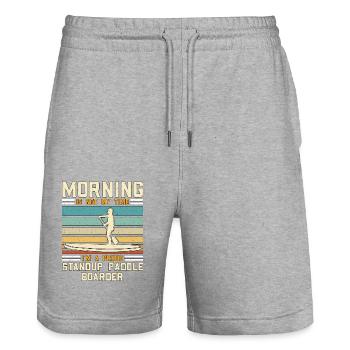 StandUp Paddle Boarder Morning Is Not Water Sport - Stanley/Stella Unisex Bio Joggingshorts Trainer  - Grau meliert - Vorne - Nik (191cm) & Marisol (170cm)