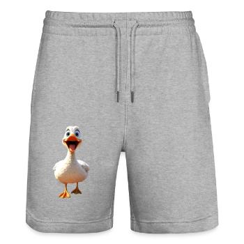 Gans Gänseküken Küken Süße Gans Ente Kleine Gänse - Stanley/Stella Unisex Bio Joggingshorts Trainer  - Grau meliert - Vorne - Nik (191cm) & Marisol (170cm)