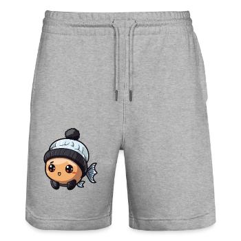 Fish Animal Baby Comic Anime - Stanley/Stella Trainer Unisex Organic Jogging Shorts - heather grey - Front - Nik (191cm) & Marisol (170cm)