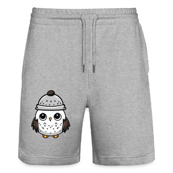 Owl Animal Baby Comic - Stanley/Stella Trainer Unisex Organic Jogging Shorts - heather grey - Front - Nik (191cm) & Marisol (170cm)