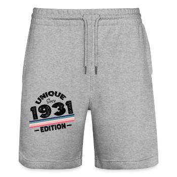 Unique Since 1931 Edition Birthday Vintage 1931 - Stanley/Stella Trainer Unisex Organic Jogging Shorts - heather grey - Front - Nik (191cm) & Marisol (170cm)