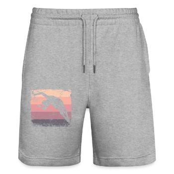 Synchronized Water Diver High Diver - Stanley/Stella Trainer Unisex Organic Jogging Shorts - heather grey - Front - Nik (191cm) & Marisol (170cm)