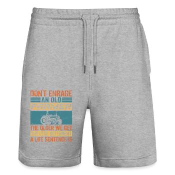 Old Tractor Farmer- Agriculture Harvest - Stanley/Stella Trainer Unisex Organic Jogging Shorts - heather grey - Front - Nik (191cm) & Marisol (170cm)