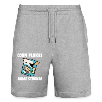 Corn Flakes Game Strong - Stanley/Stella Unisex Bio Joggingshorts Trainer  - Grau meliert - Vorne - Nik (191cm) & Marisol (170cm)