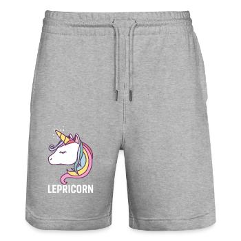Lepricorn - Short de jogging bio TRAINER Stanley/Stella unisexe - gris chiné - Devant - Nik (191cm) & Marisol (170cm)