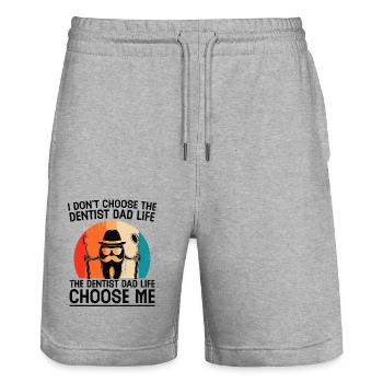 I Don't Choose The Dentist Dad Life Dental Dentist - Stanley/Stella Trainer Unisex Organic Jogging Shorts - heather grey - Front - Nik (191cm) & Marisol (170cm)