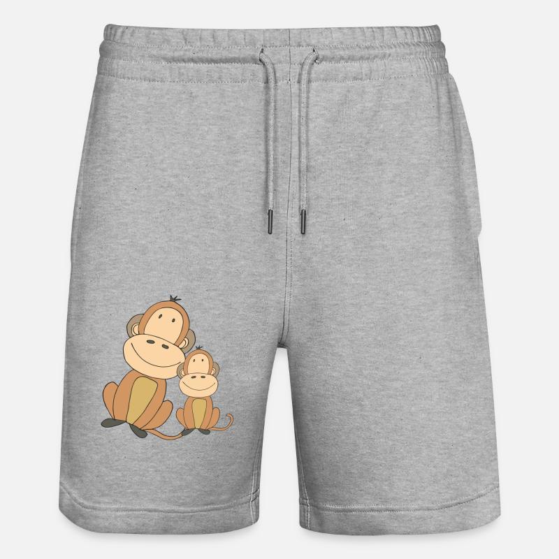 Singe avec enfant - Short de jogging bio TRAINER Stanley/Stella unisexe - gris chiné