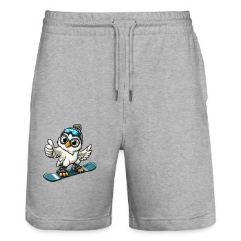 Owl Snowboarder Aventure hivernale - Short de jogging bio TRAINER Stanley/Stella unisexe - gris chiné - Devant - Nik (191cm) & Marisol (170cm)