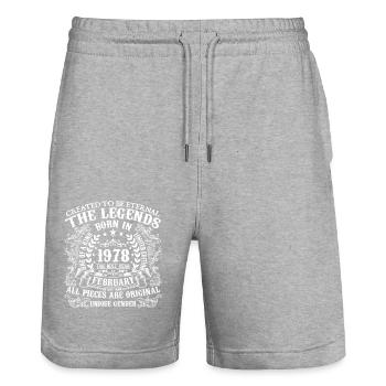 Februar 1978 Geburtstag 1978 Februar Jahr - Stanley/Stella Unisex Bio Joggingshorts Trainer  - Grau meliert - Vorne - Nik (191cm) & Marisol (170cm)
