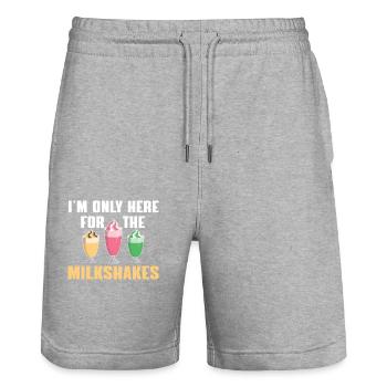 Milkshakes T-Shirt - Stanley/Stella Trainer Unisex Organic Jogging Shorts - heather grey - Front - Nik (191cm) & Marisol (170cm)