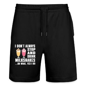 Milkshake Gift Idea - Stanley/Stella Trainer Unisex Organic Jogging Shorts - black - Front - Nik (191cm) & Marisol (170cm)