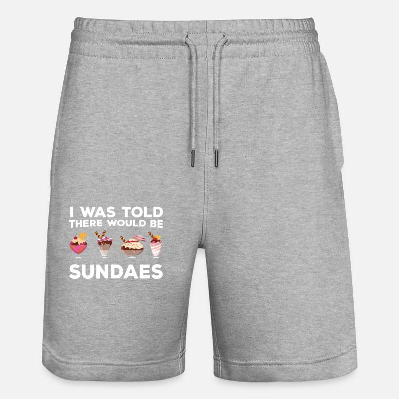 Lustiger Eisbecher Spruch - Stanley/Stella Unisex Bio Joggingshorts Trainer  - Grau meliert