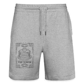 Amoureux des crêpes Les enfants La Tour - Short de jogging bio TRAINER Stanley/Stella unisexe - gris chiné - Devant - Nik (191cm) & Marisol (170cm)