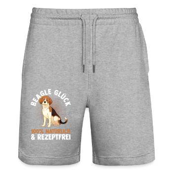 Dog Beagle - Stanley/Stella Trainer Unisex Organic Jogging Shorts - heather grey - Front - Nik (191cm) & Marisol (170cm)