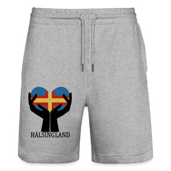 Heart HÄLSINGLAND - Stanley/Stella Trainer Unisex Organic Jogging Shorts - heather grey - Front - Nik (191cm) & Marisol (170cm)