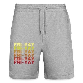 Fri Yay Teachers School Weekend Vibes - Stanley/Stella Unisex Bio Joggingshorts Trainer  - Grau meliert - Vorne - Nik (191cm) & Marisol (170cm)