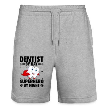 Dentist By Day Superhero By Night Dental Dentistry - Stanley/Stella Trainer Unisex Organic Jogging Shorts - heather grey - Front - Nik (191cm) & Marisol (170cm)