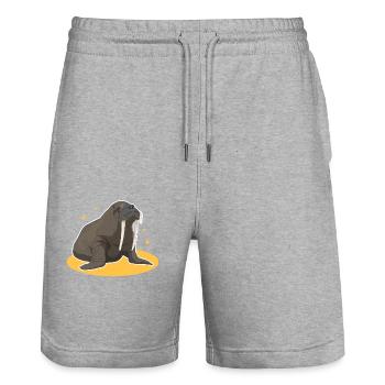 Walross Walroß | Walrus Walrosse Geschenk - Stanley/Stella Unisex Bio Joggingshorts Trainer  - Grau meliert - Vorne - Nik (191cm) & Marisol (170cm)