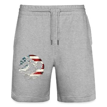 Natation USA Flag Man Swimmer - Natation - Short de jogging bio TRAINER Stanley/Stella unisexe - gris chiné - Devant - Nik (191cm) & Marisol (170cm)