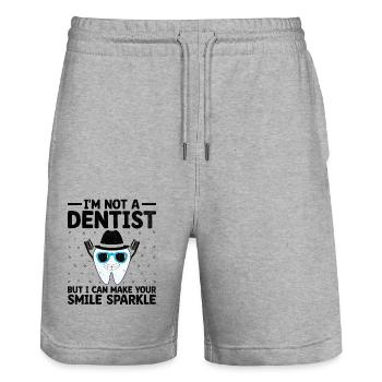 Je ne suis pas dentiste, mais je peux faire briller votre sourire - Short de jogging bio TRAINER Stanley/Stella unisexe - gris chiné - Devant - Nik (191cm) & Marisol (170cm)