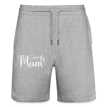 Mom6 Mom of 6 Mom of Six Kids Gifts - Stanley/Stella Unisex Bio Joggingshorts Trainer  - Grau meliert - Vorne - Nik (191cm) & Marisol (170cm)