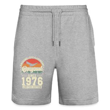 original since 1976 simply the best 40th birthday - Stanley/Stella Unisex Bio Joggingshorts Trainer  - Grau meliert - Vorne - Nik (191cm) & Marisol (170cm)
