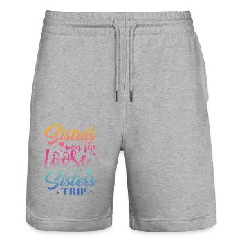 Sisters On The Loose Girls Reunion Trip - Stanley/Stella Unisex Bio Joggingshorts Trainer  - Grau meliert - Vorne - Nik (191cm) & Marisol (170cm)