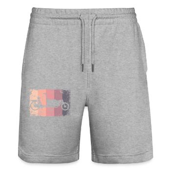 Lastenfahrrad Lastenrad Cargo Bike Cargobike - Stanley/Stella Trainer Unisex Organic Jogging Shorts - heather grey - Front - Nik (191cm) & Marisol (170cm)