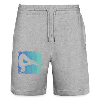 Synchronized Water Diver High Diver - Stanley/Stella Trainer Unisex Organic Jogging Shorts - heather grey - Front - Nik (191cm) & Marisol (170cm)