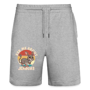 Springmaus Springmäuse Wüstenspringmaus Geschenk - Stanley/Stella Unisex Bio Joggingshorts Trainer  - Grau meliert - Vorne - Nik (191cm) & Marisol (170cm)