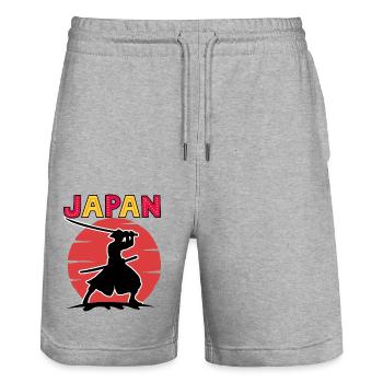 Japan - Stanley/Stella Trainer Unisex Organic Jogging Shorts - heather grey - Front - Nik (191cm) & Marisol (170cm)