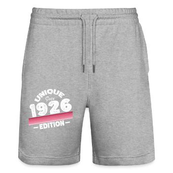Unique Since 1926 Edition Birthday Vintage 1926 - Stanley/Stella Trainer Unisex Organic Jogging Shorts - heather grey - Front - Nik (191cm) & Marisol (170cm)