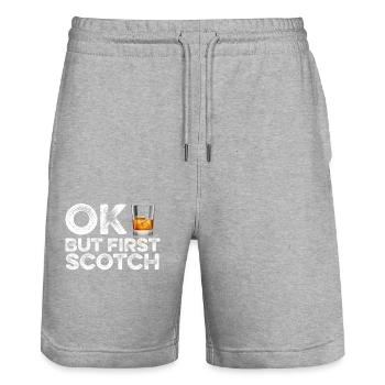 OK Mais Premier T-Shirt Scotch Drôle Whisky Drunk - Short de jogging bio TRAINER Stanley/Stella unisexe - gris chiné - Devant - Nik (191cm) & Marisol (170cm)