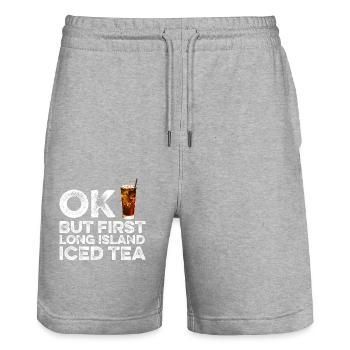 OK But First Long Island Lover T-Shirt Iced Tea - Stanley/Stella Trainer Unisex Organic Jogging Shorts - heather grey - Front - Nik (191cm) & Marisol (170cm)