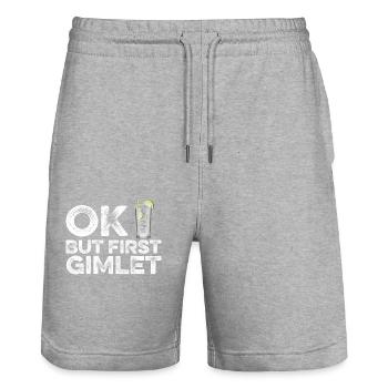 OK But First Gimlet Lover T-Shirt Funny Alcohol - Stanley/Stella Trainer Unisex Organic Jogging Shorts - heather grey - Front - Nik (191cm) & Marisol (170cm)