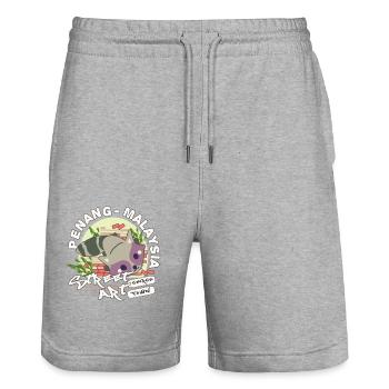 Waschbär Graffiti - Stanley/Stella Unisex Bio Joggingshorts Trainer  - Grau meliert - Vorne - Nik (191cm) & Marisol (170cm)