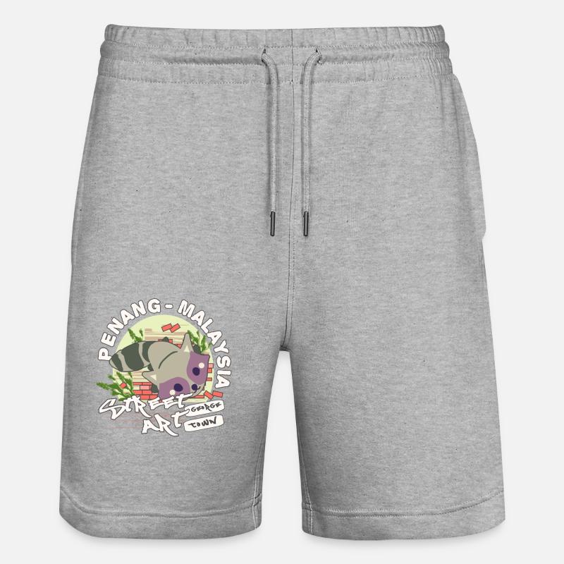 Waschbär Graffiti - Stanley/Stella Unisex Bio Joggingshorts Trainer  - Grau meliert