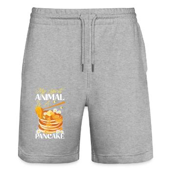 Pancake Lover Kids My Spirit - Stanley/Stella Trainer Unisex Organic Jogging Shorts - heather grey - Front - Nik (191cm) & Marisol (170cm)