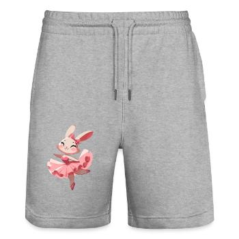 Danse du lapin - Short de jogging bio TRAINER Stanley/Stella unisexe - gris chiné - Devant - Nik (191cm) & Marisol (170cm)