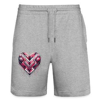 Futuristic Heart - Stanley/Stella Trainer Unisex Organic Jogging Shorts - heather grey - Front - Nik (191cm) & Marisol (170cm)