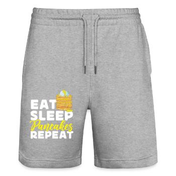 Pancake Lover Kids Eat Sleep - Stanley/Stella Unisex Bio Joggingshorts Trainer  - Grau meliert - Vorne - Nik (191cm) & Marisol (170cm)