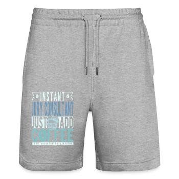 Instant Jury Consultant Just Add Coffee - Stanley/Stella Trainer Unisex Organic Jogging Shorts - heather grey - Front - Nik (191cm) & Marisol (170cm)