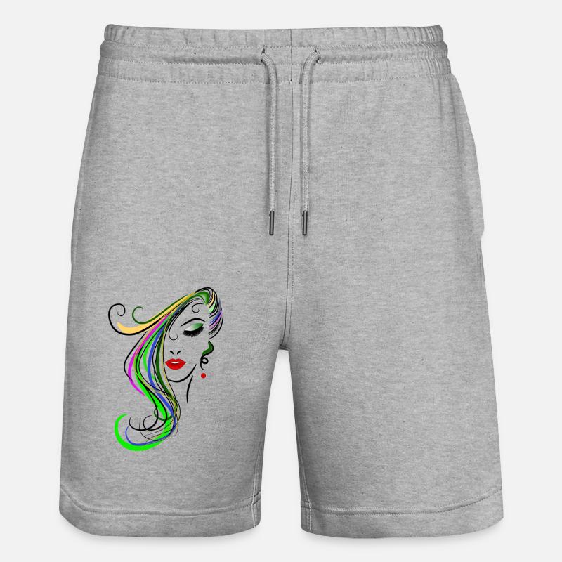 Frau mit buntem Haar - Stanley/Stella Unisex Bio Joggingshorts Trainer  - Grau meliert